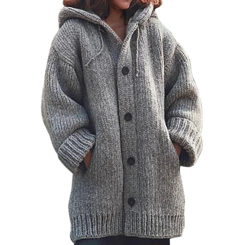 CALOFE, Модный женский вязанный зимний свитер, куртка большого размера, пальто, кардиган, Свободный пуловер, уличная одежда, свитера с открытым передом, новинка - Цвет: grey
