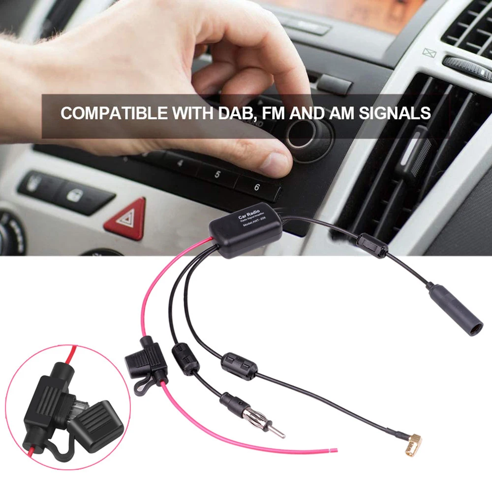 3 in 1 Aerial SMA Amplifier 12V DAB FM AM Car Radio Anti-interference Amp Signal Booster Car Antenna 76-108MHZ For Marine Boat