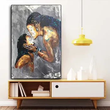 

Abstract Lover Wall Art Canvas Painting Nordic Poster Art Prints Wall Picture Black Girl Love Oil Painting For Living Room Decor