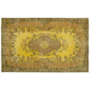 

Handmade Yellow Vintage Overdyed Turkish Area Rug 179x284 Cm-5'10''X9'4''