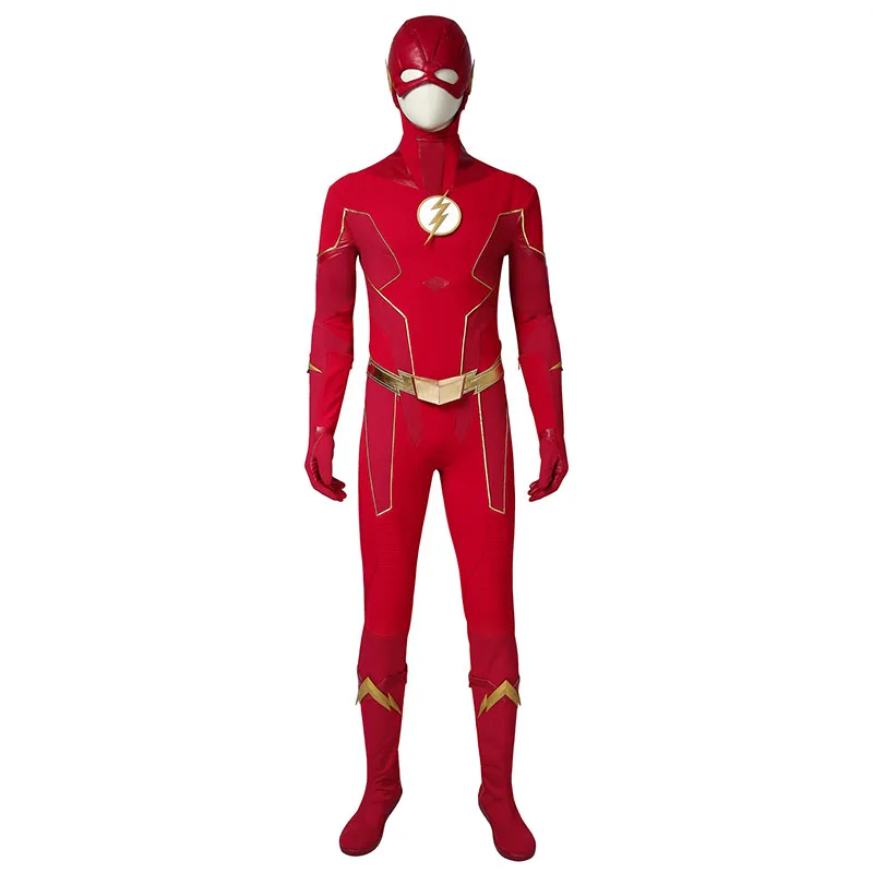 

The Flash Season 6 Costume Barry Allen Cosplay Leather Jumpsuit Superhero Shoes Mask Adult Halloween Carnival Outfit Custom Made
