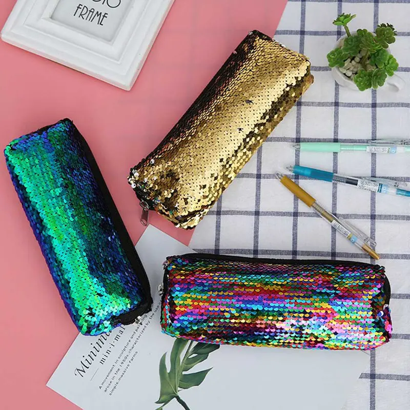 

Sequin Glitter School Pencil Case For Girls School Supplies Stationery Pencil Box Pen Bag Pencilcase Office Supplies