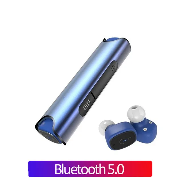 Синий 5,0 TWS Bluetooth наушники мини беспроводные наушники водонепроницаемые спортивные стерео музыкальные наушники с зарядным устройством power bank - Цвет: Синий