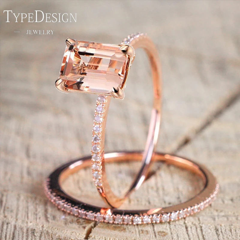 2 шт./комплект кольца для помолвки с розовым золотом и серебряным покрытием белым