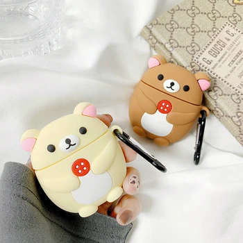 

3D Cartoon Earphone Case for AirPods Case Silicone Cute Bear Dog Cover for Apple Air Pods Lovely Heart Earbuds Accessories Strap