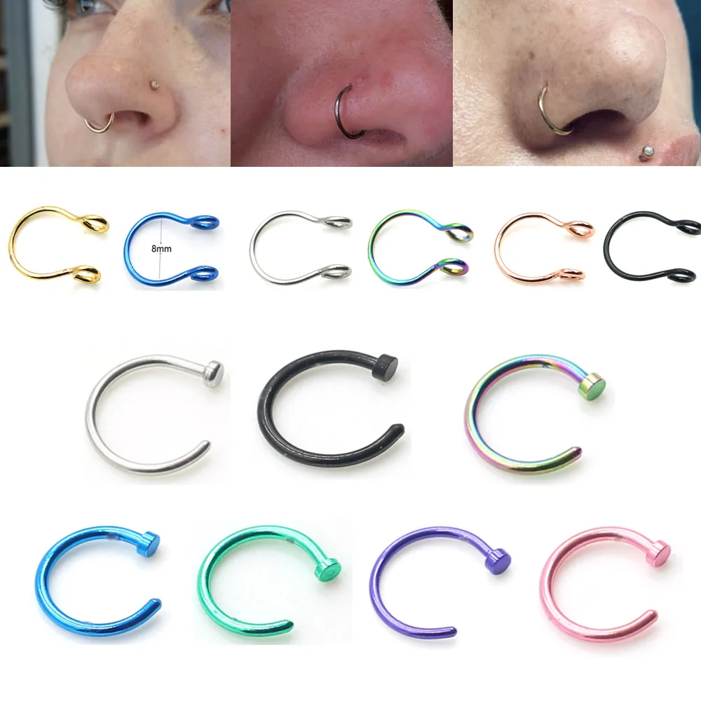 Фальшивый нос пирсинг 1/13 шт. SeptumSurgical из нержавеющей стали кольцо серьги-кольца