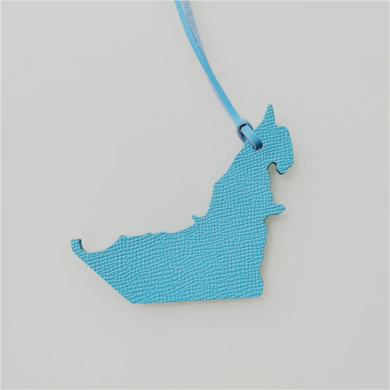 Famous Brand Luxury Fashion Genuine Leather The United Arab Emirates  Map Keychain For Keys Women Bag Charm Backpack Pendant