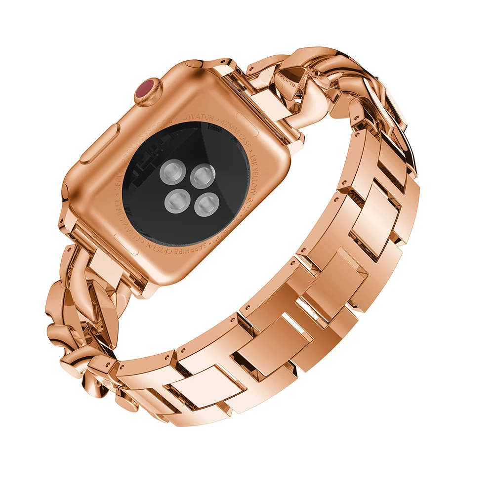 Металлический браслет из нержавеющей стали ремешок для Apple Watch series 1 2 3 42 мм 38 мм роскошный Алмазный ремешок для iwatch series 4 5 44 мм 40 мм