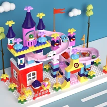 Big Size DIY Building Blocks 88-163PCS Funnel Slide Big Building Bricks Compatible Blocks Toys For Children Girl Educational Toy 2020pcs alien building blocks diy bricks toy