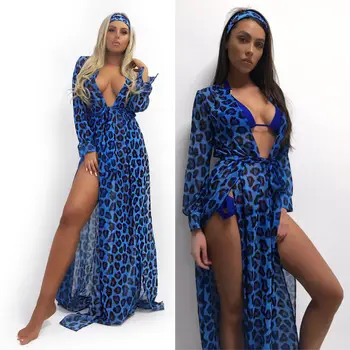 

2020 New Women Beach Cover Up Swimwear Women Beach Dress See Through Snake Skin Mesh Maxi Dress Women Bathig Suit