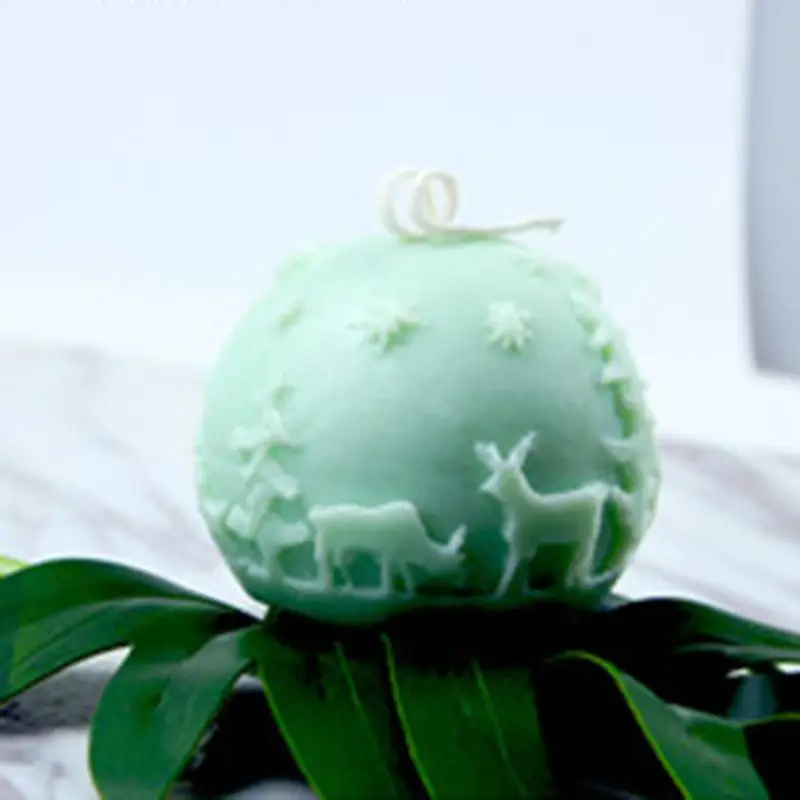 3D Christmas Deer Ball Silicone Candle Soap Mold Making DIY Fondant Bake Mould