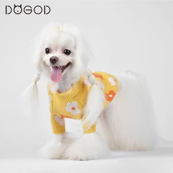 

Sweet Flower Style Warm Knitted Dog Sweater Autumn Winter Knitwear Outerwear Sweater For Small Dog Pupply Dog Two-Legged Clothes
