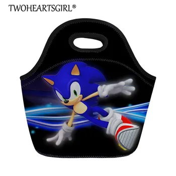 

Twoheartsgirl Cartoon Hedgehog Sonic Cooler Bags Portable Zipper Lunch Bags for Women Convenient Lunch Box Student Tote Food Bag