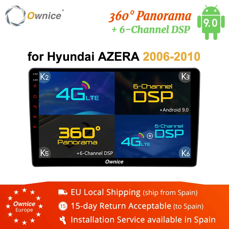 Ownice k1 k2 k3 K5 K6 2 DIN Восьмиядерный Android 9 0 Автомобильный DVD Радио GPS Navi для HYUNDAI AZERA 2006-2010
