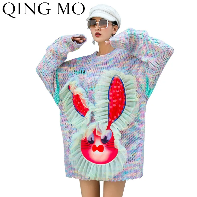 QING MO Chic Women Pullovers Sweater 2020 Autumn