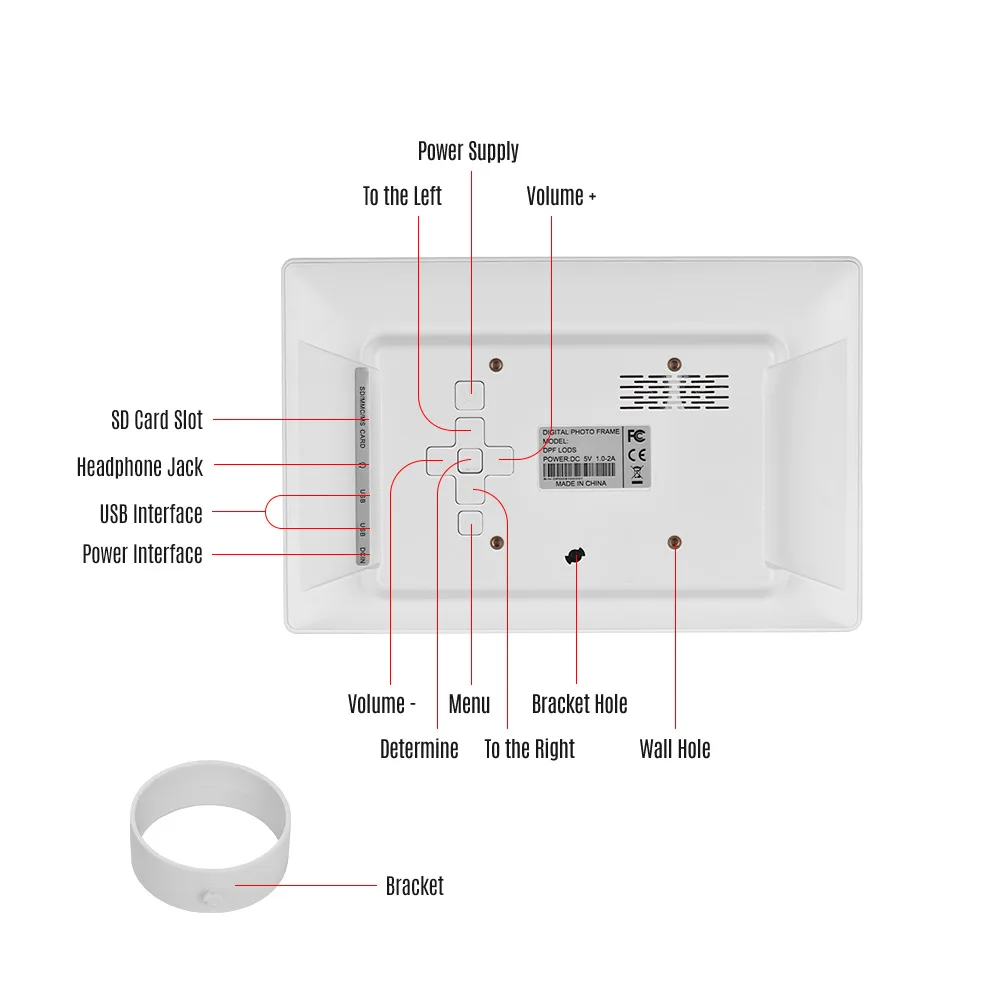 Andoer 10 Inch 1024*600 IPS Digital Clock Alarm Clock Calendar& Photo Frame with 2.4G Ultra-sensitive Remote Control