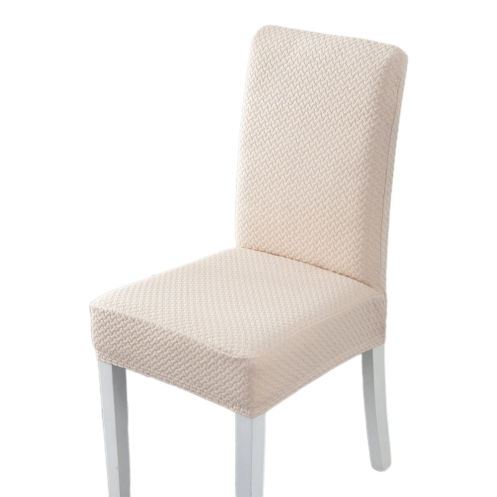 Beige Pink Чехол для стула для свадебной вечеринки, праздничный, моющийся, Рождественский, эластичный, жаккардовый, современный, для столовой, кухни, отеля, съемный, однотонный - Цвет: Beige Pink