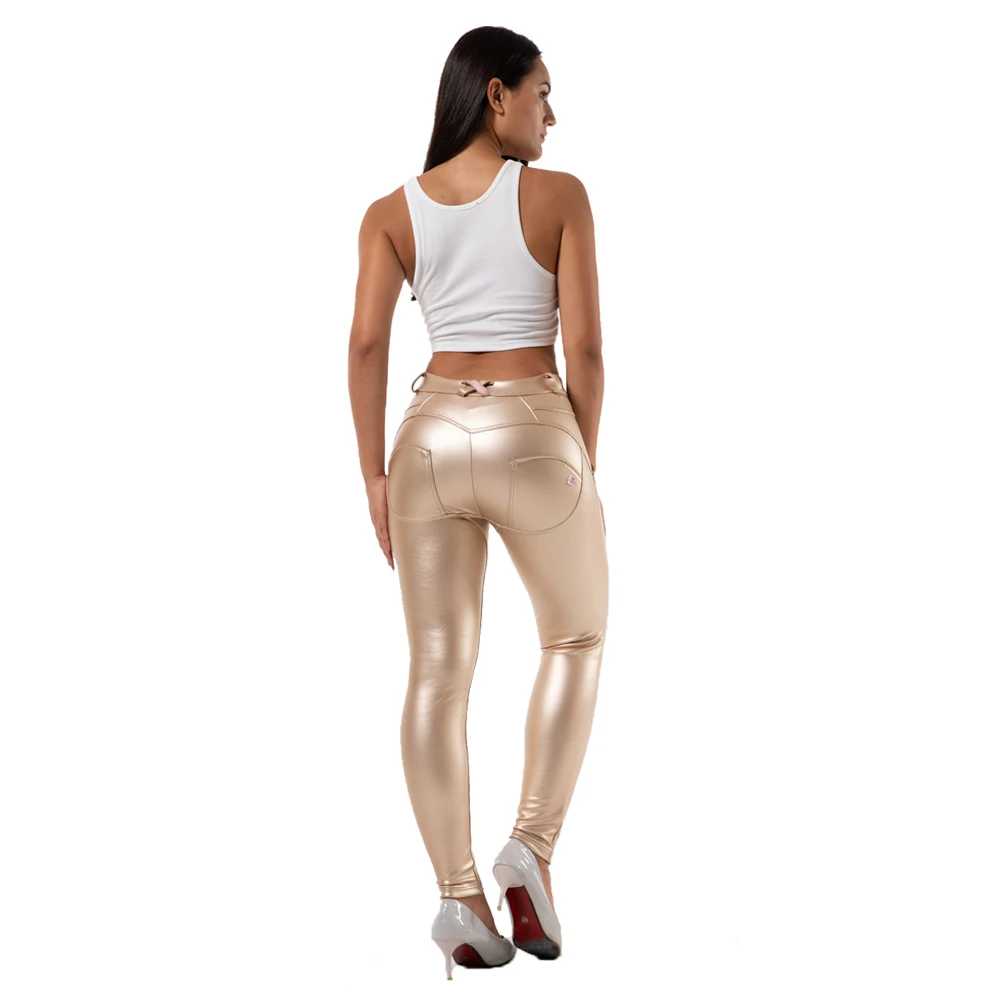 Melody Gold Leather Leggings Skinny Fitness Legging Women Seamless Firm Control Shapewear Super Push Up Workout Gym Outdoor