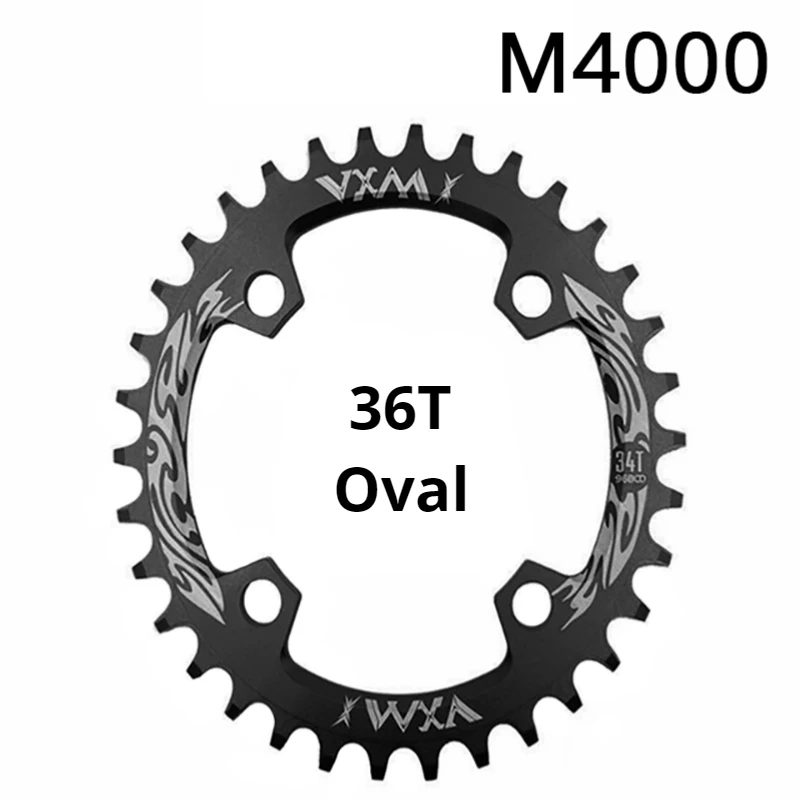 VXM 32T 34T 36T 38T Овальный шатун 96BCD Овальный алюминиевый сплав цепное кольцо велосипедная Звездочка для M4000 - Цвет: 36T Black Oval