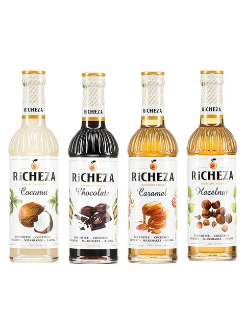 Richeza – ensemble de sirop pour café, noix de coco, chocolat, chameau,  bois, noyer, sirop de café pour smoothies, pour la cuisson - AliExpress