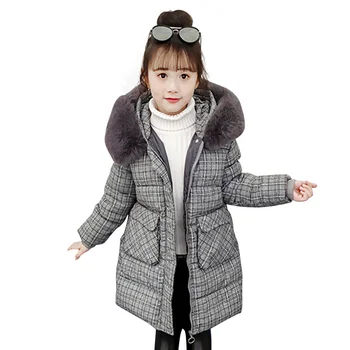 

Girls Down Coat Plaid Girl Parka Kids Long Sleeve Kids Down Jacket Winter Thick Warm Clothes For Girls 6 8 10 12 14 Year