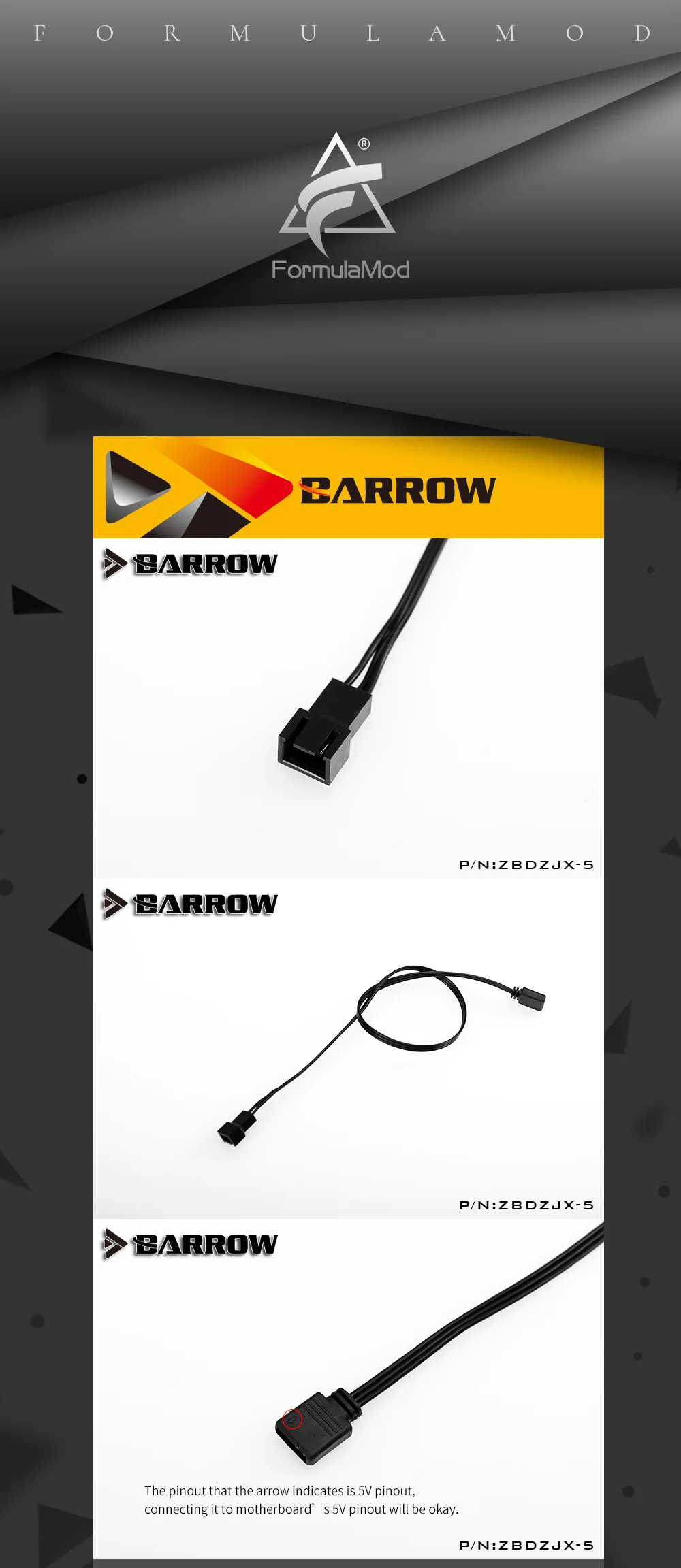 Barrow ZBDZJX-5 Motherboard Synchronization Cable For Barrow 5v Lighting Strip Suitable For Motherboard 5v 3pin Interface  