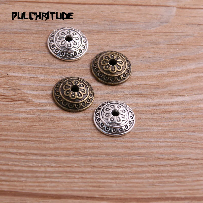 30pcs 4*14*14mm Two Color Bead Caps Charm Hollow Round Flower Pendants Jewelry Accessories DIY Receptacle Charms 30pcs 4*14*14mm Two Color Bead Caps Charm Hollow Round Flower Pendants Jewelry Accessories DIY Receptacle Charms