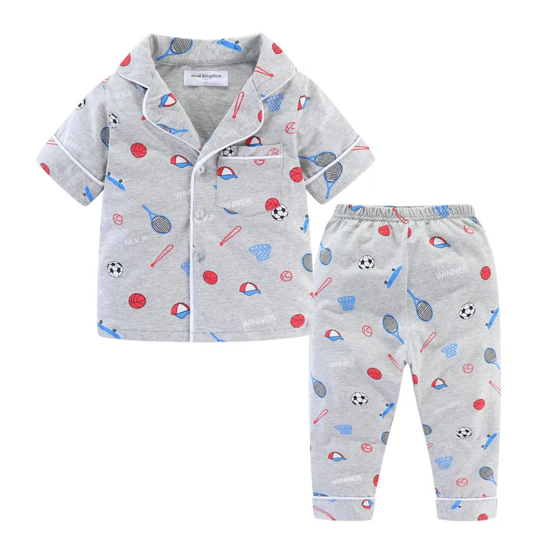 elegant pajama sets Mudkingdom Summer Boys Girls Pajamas Set Button Down Short SleeveTops and Pants Sleepwear Outfit Kids Clothes Animals Unicorn pajama sets cheap Sleepwear & Robes