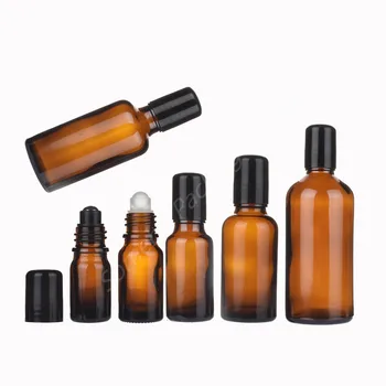 

Essential oil Refillable 100ml 50ml 30ml 20ml 15ml 10ml 5ml Amber Glass Roll-on Bottles with Roller Balls