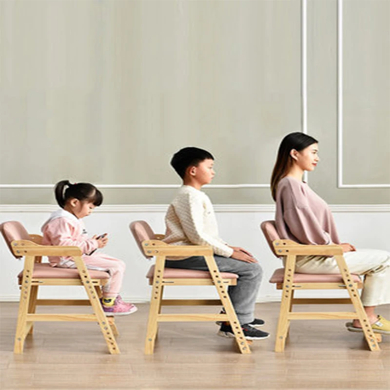Solid Wood Home Children's Study Chair Student Backrest Writing Chair Adjustable Dining Backrest
