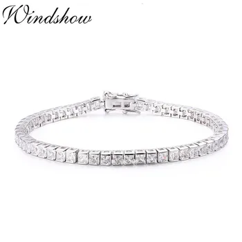 

Princess Cut AAA Square CZ Tennis Bracelet For Women Girls 925 Sterling Silver Wedding Jewelry Braceletes Pulseras Bracciali