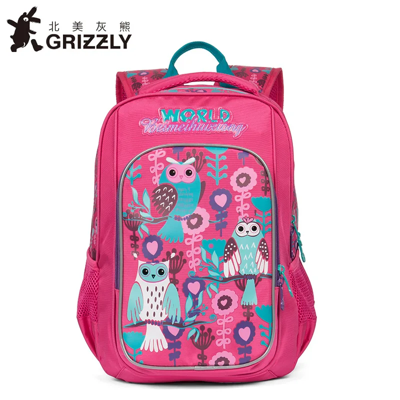 

North America Grizzly Schoolbag for Elementary School Students Girl'S 6-12 a Year of Age Spine-Burden Relieving 1-3 Grade CHILDR