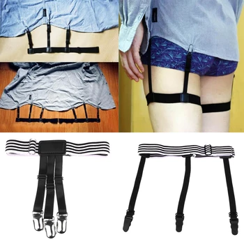 

2Pair Men's Shirt Stays Holders Elastic Garter Belt Suspender w/Locking Clamps