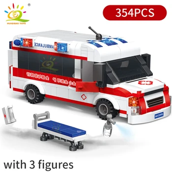 

TOYS 354pcs City Ambulance Street View Building Blocks for Children Vehicle Doctor Figures Car Bricks Set Kids Gift