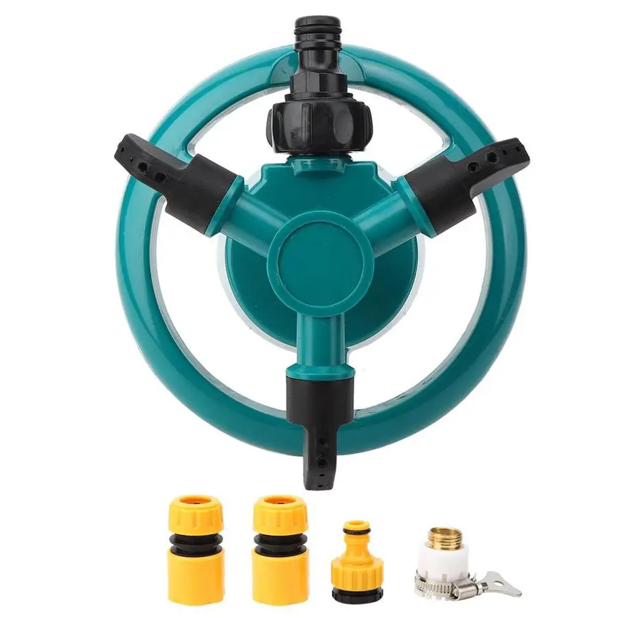 

3 Arm Round Base Water Sprinkler 360 Degree Automatic Rotating Sprinkler Garden Watering Irrigation Tool