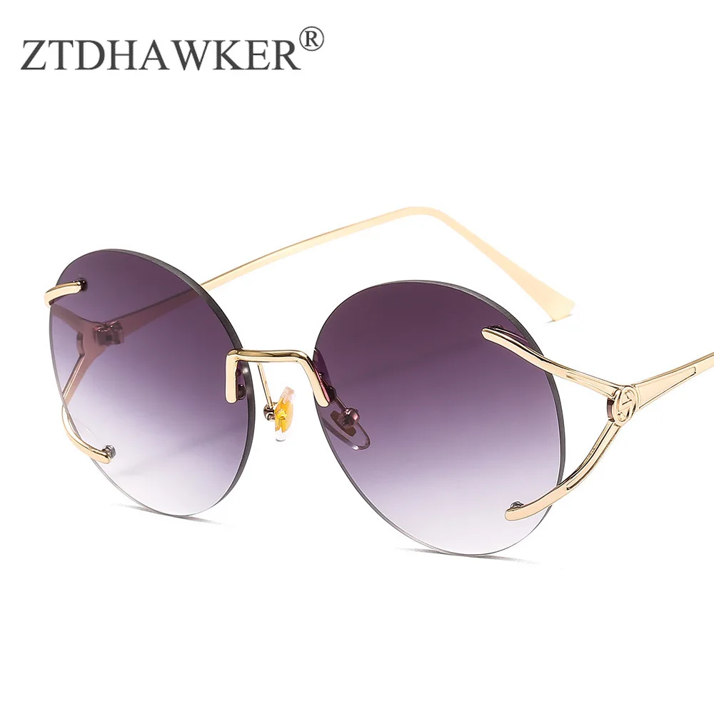 Новинка солнцезащитные очки в круглой металлической оправе с бриллиантами