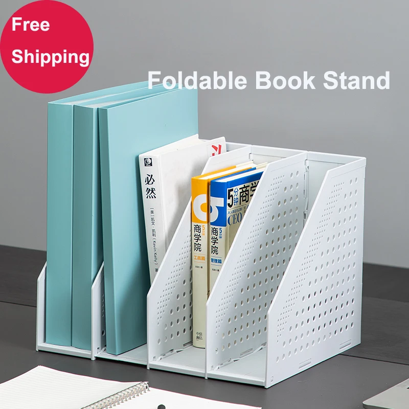 Desktop File Box Folding File Shelf Book Stand Box Simple Book Shelf Folding Book Stand Box Office Supplies Quadruple afbeelding