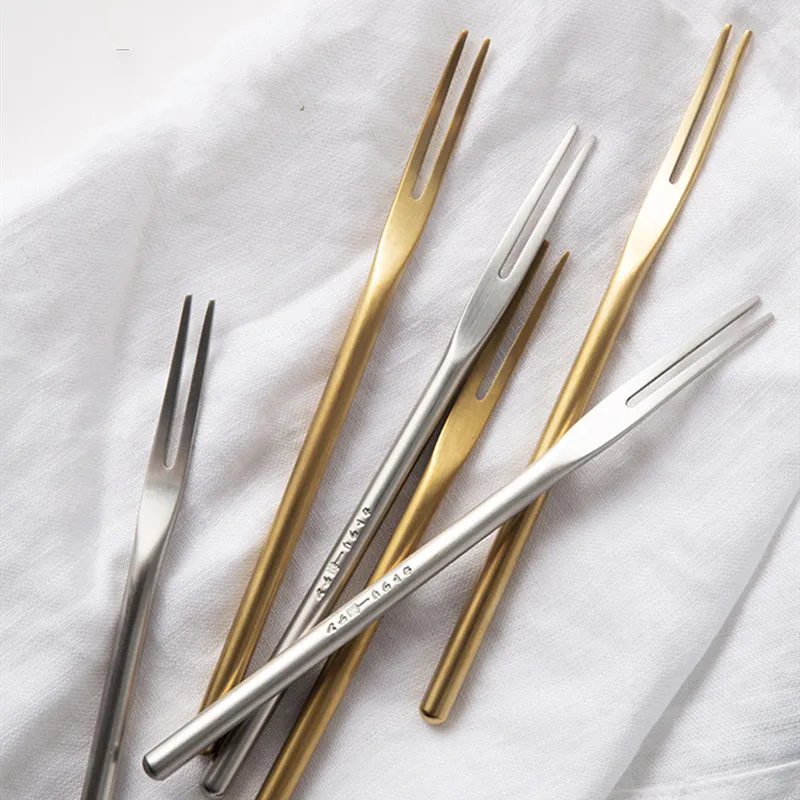

Eco Friendly Fruit Fork Home Gift Snack Dessert Fork 304 Stainless Steel Cutlery Kitchen Japanese Style Western Tableware