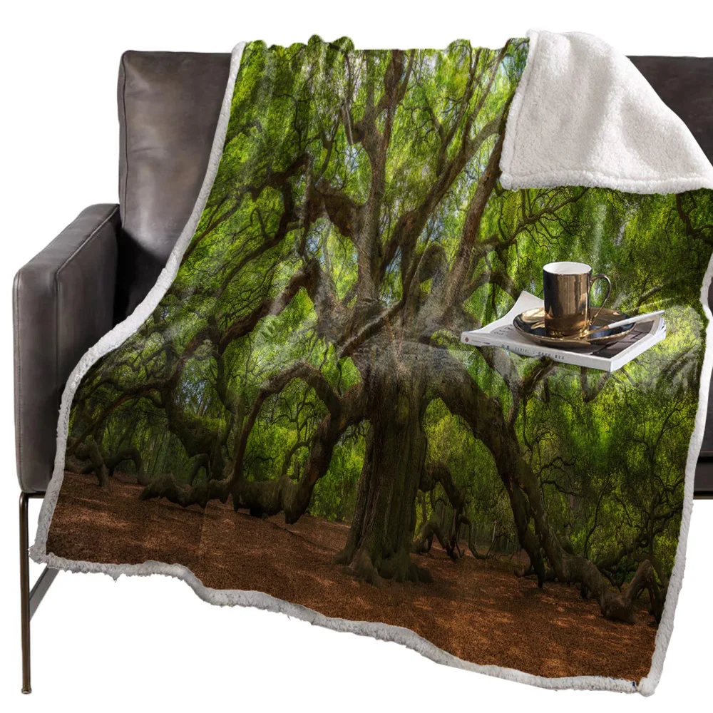 Trees Forest Green Vegetation Blanket Floral Fleece for Kids Girl Couch Soft Plush Bedspreads Quilt Drop Ship Blankets | Дом и сад