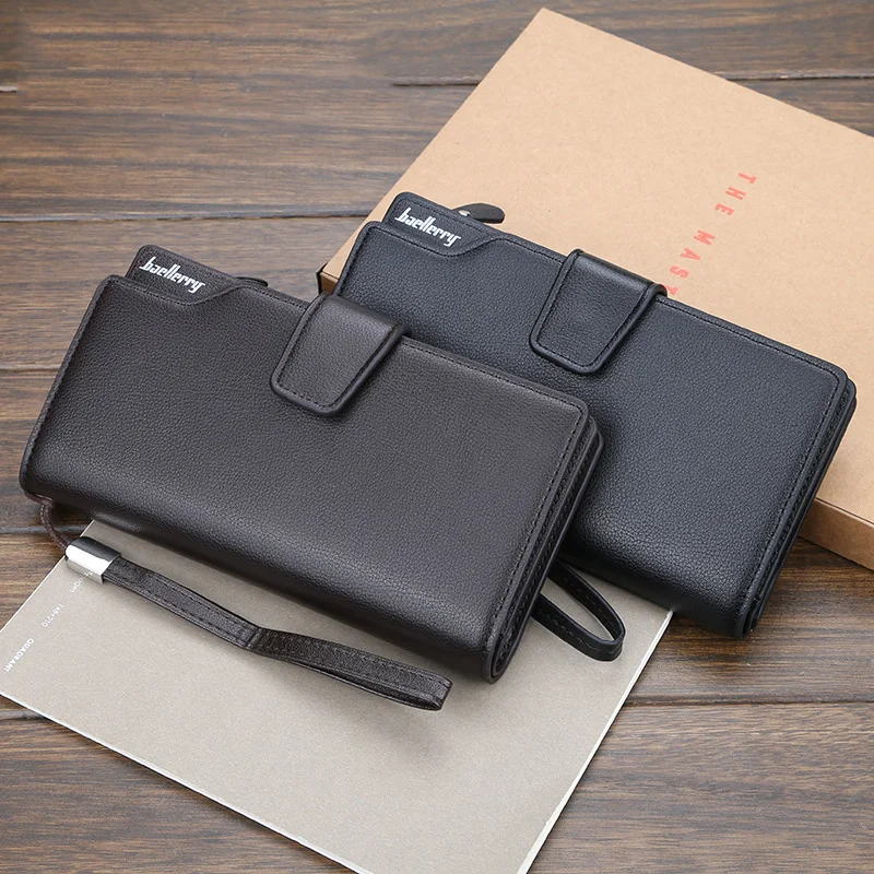 

2019 new Men Wallet Casual Multifunction Men Clutch Bag Leather Long Section Coin Purse Credit Card Bag Zipper Mobile Phone Bag