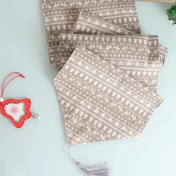 

Christmas Printed Table Top Cover Vintage Rustic Cotton Linen Elegant Tablecloth Party Dining Room Retro Simple Table Flag