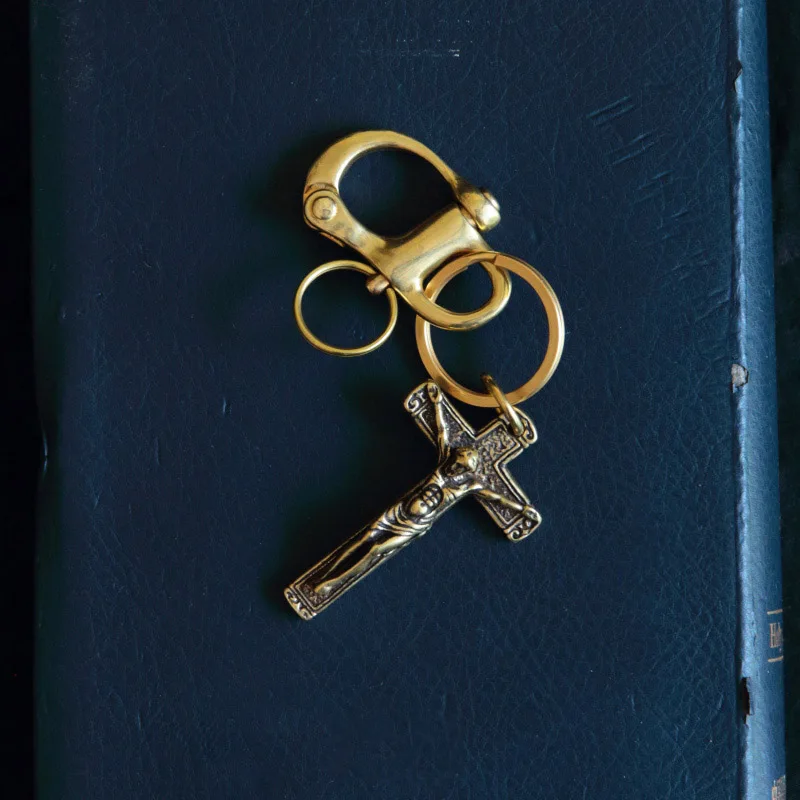 brass cross jesus keychain pendant (5)