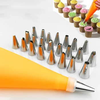 

New 16pcs/Set Confectionery Bag With Nozzles Icing Piping Tip Stainless Steel Cake Decorating Tool Pastry Cream Spout For Baking