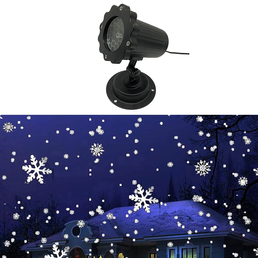 Рождественский лазерный светильник в виде снежинок, прожектор, водонепроницаемый, для снега, для улицы, сада, лазерный проектор, лампа для Новогоднего декора