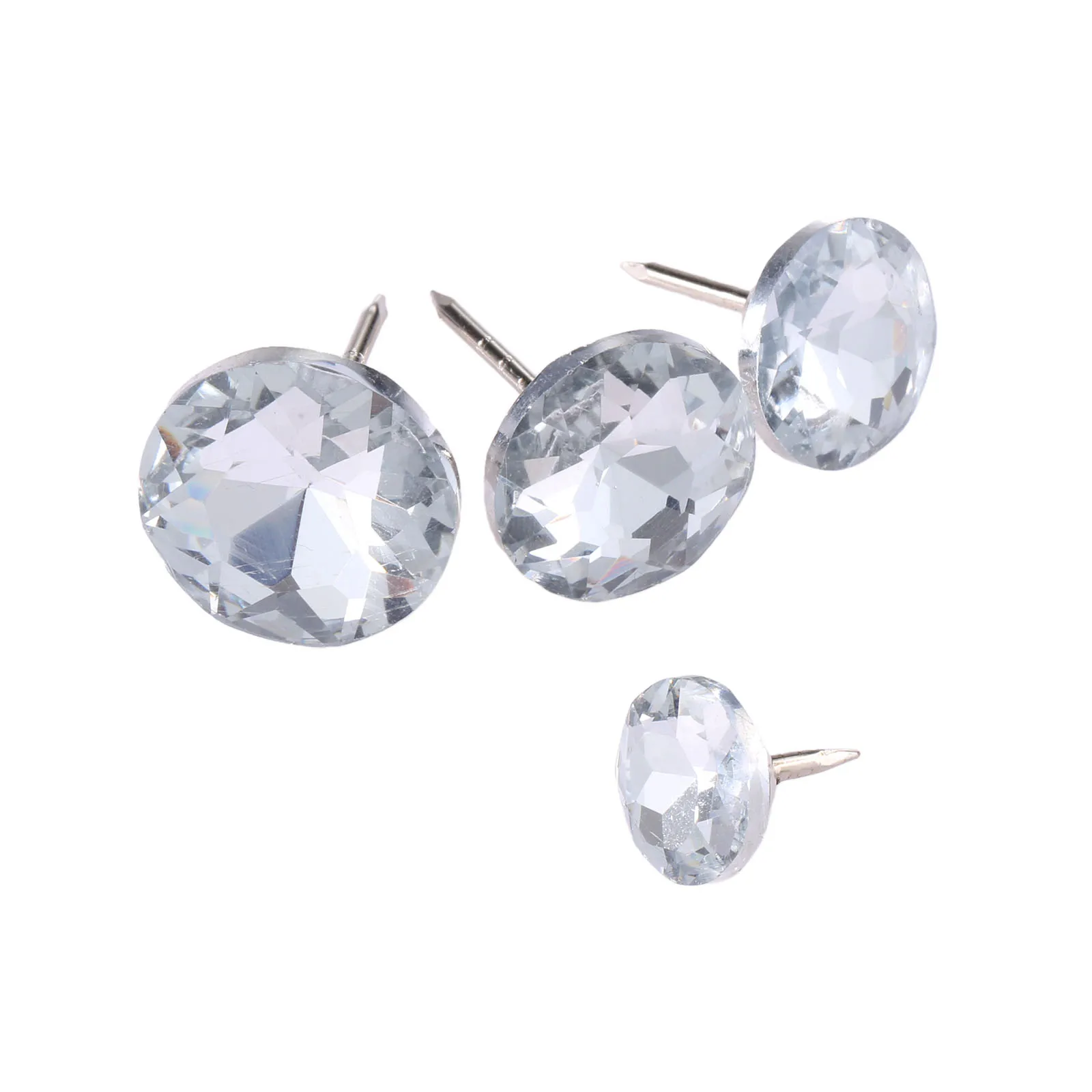 14/18/20/22mm Diameter Diamond Crystal Glass Upholstery Nails Button Tacks Studs Pins 10Pcs