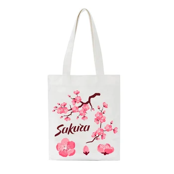 

SCCFMM Korean Schoolgirl shoulder bag female Student Harajuku Peach blossom print Handbag Japanese fashion casual Shopping Bag