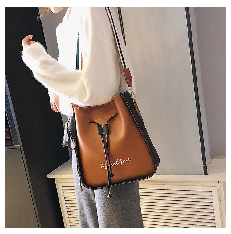 Женская сумка через плечо, Корейская женская кожаная винтажная роскошная сумка-мешок, женские сумки, сумки, сумки для женщин