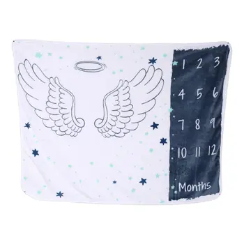 

Baby Blanket Soft Flannel Photography Monthly Photo Newborn Children Wings Cartoon Angel Milestone Sleeping Bath Crawling Backdr
