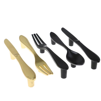 1pcs Creative Knife Spoon Fork Design Kitchen Cabinet Pull Handles Drawer Hardware Knobs Door Knob Pulls With Screws