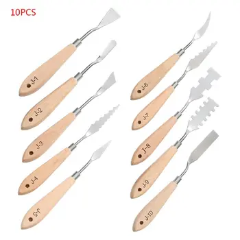 

10pcs Stainless Steel Palette Scraper Paint Knives Blade for Artist Oil Acrylic Painting Tools